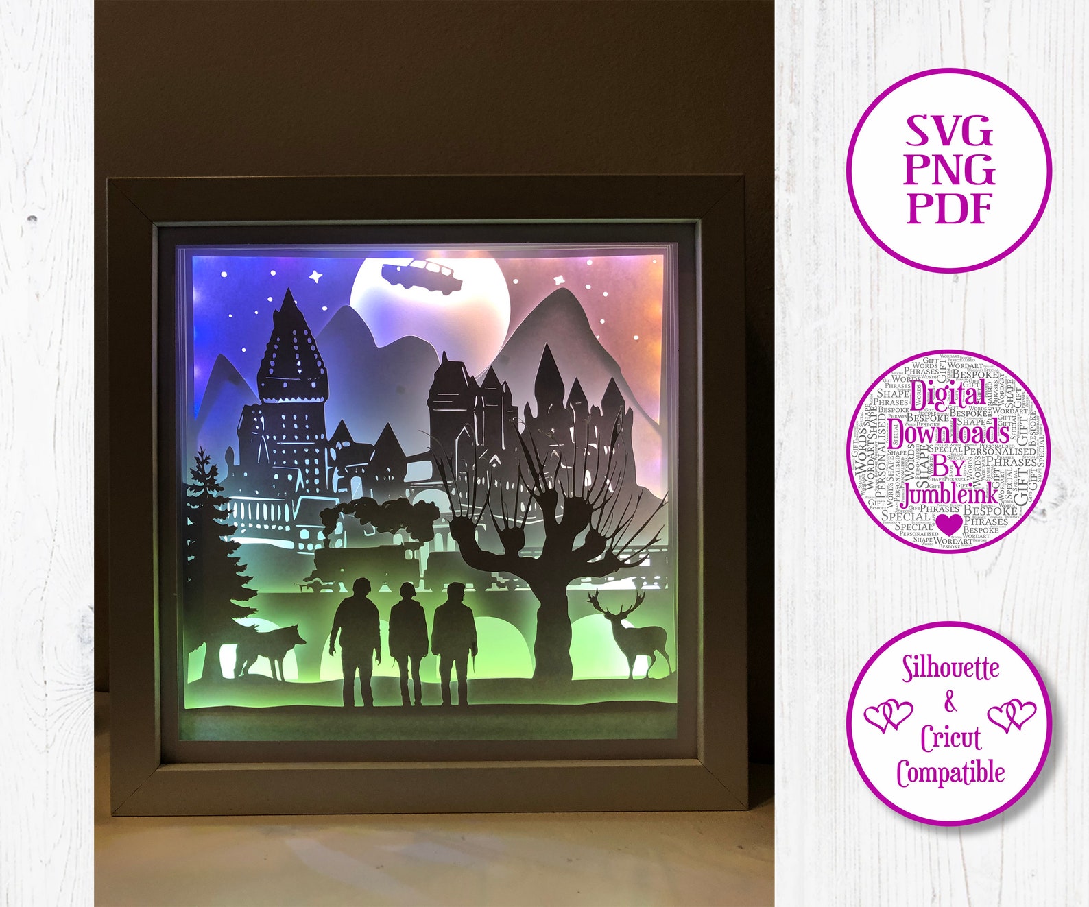 J594 Harry Potter Paper Cut Light Box Template Shadow Box Etsy