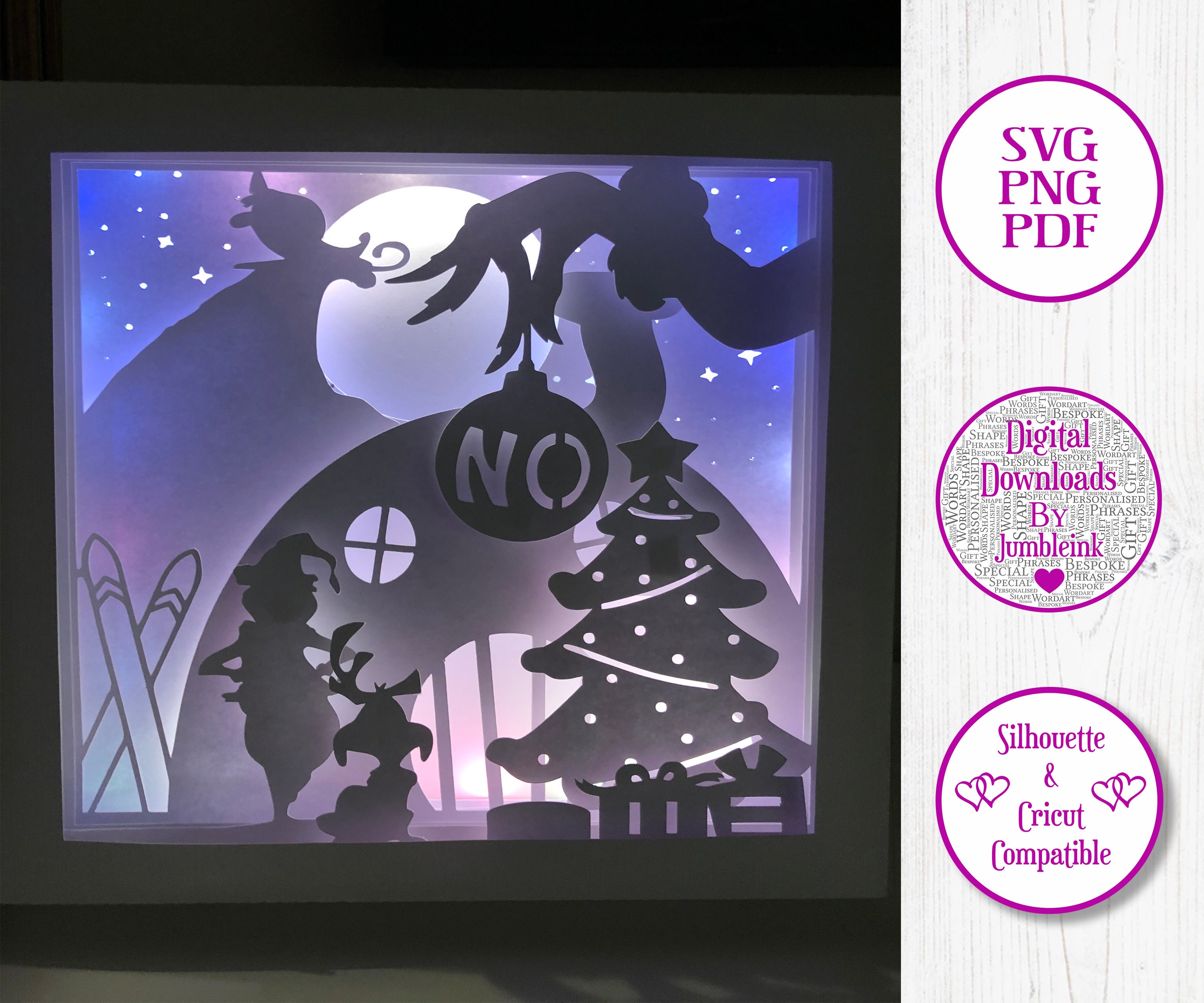 The Grinch Steals Christmas Paper Cut Light Box Template | Etsy