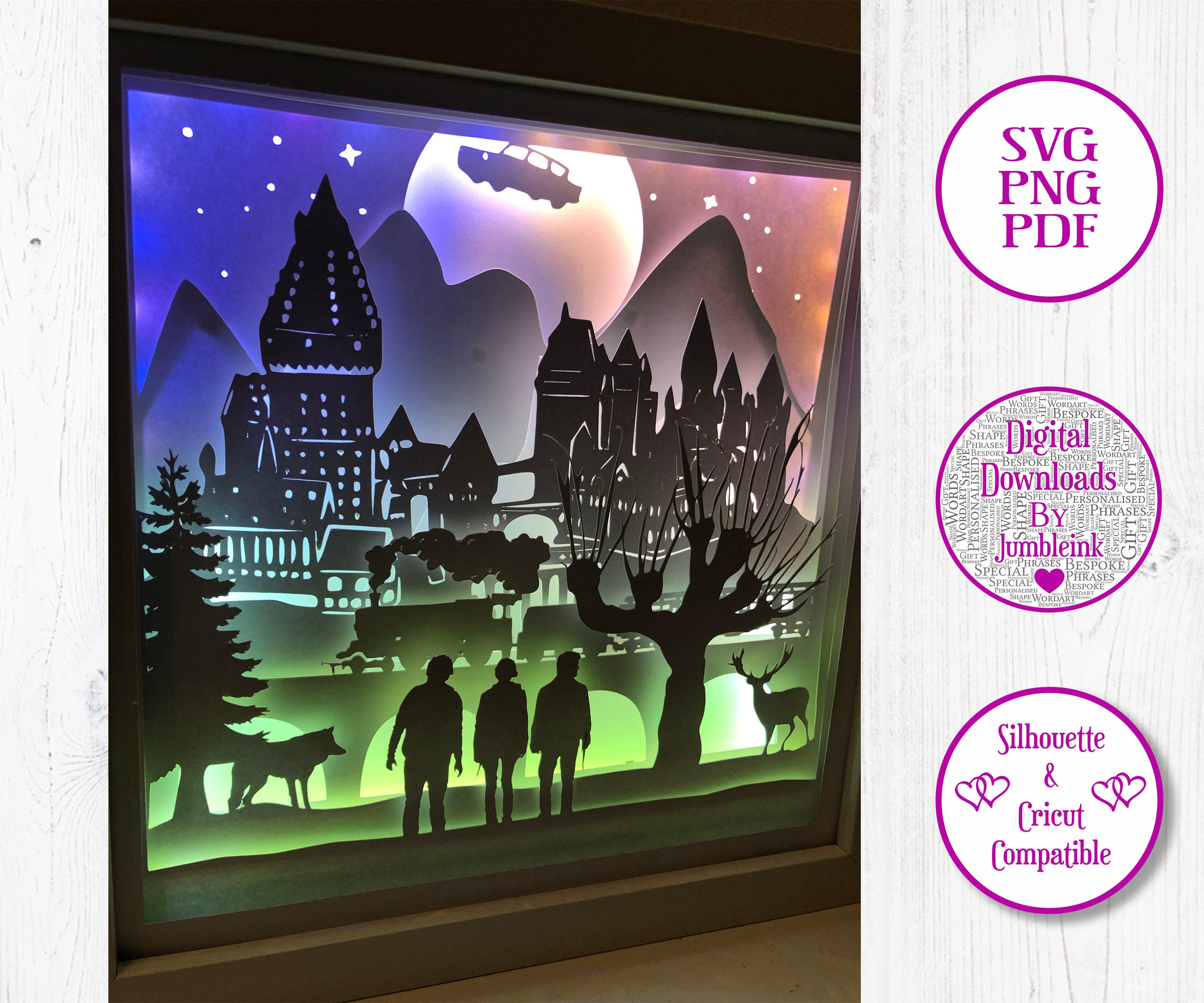 Harry Potter Paper Cut Light Box Template Shadow Box SVG | Etsy