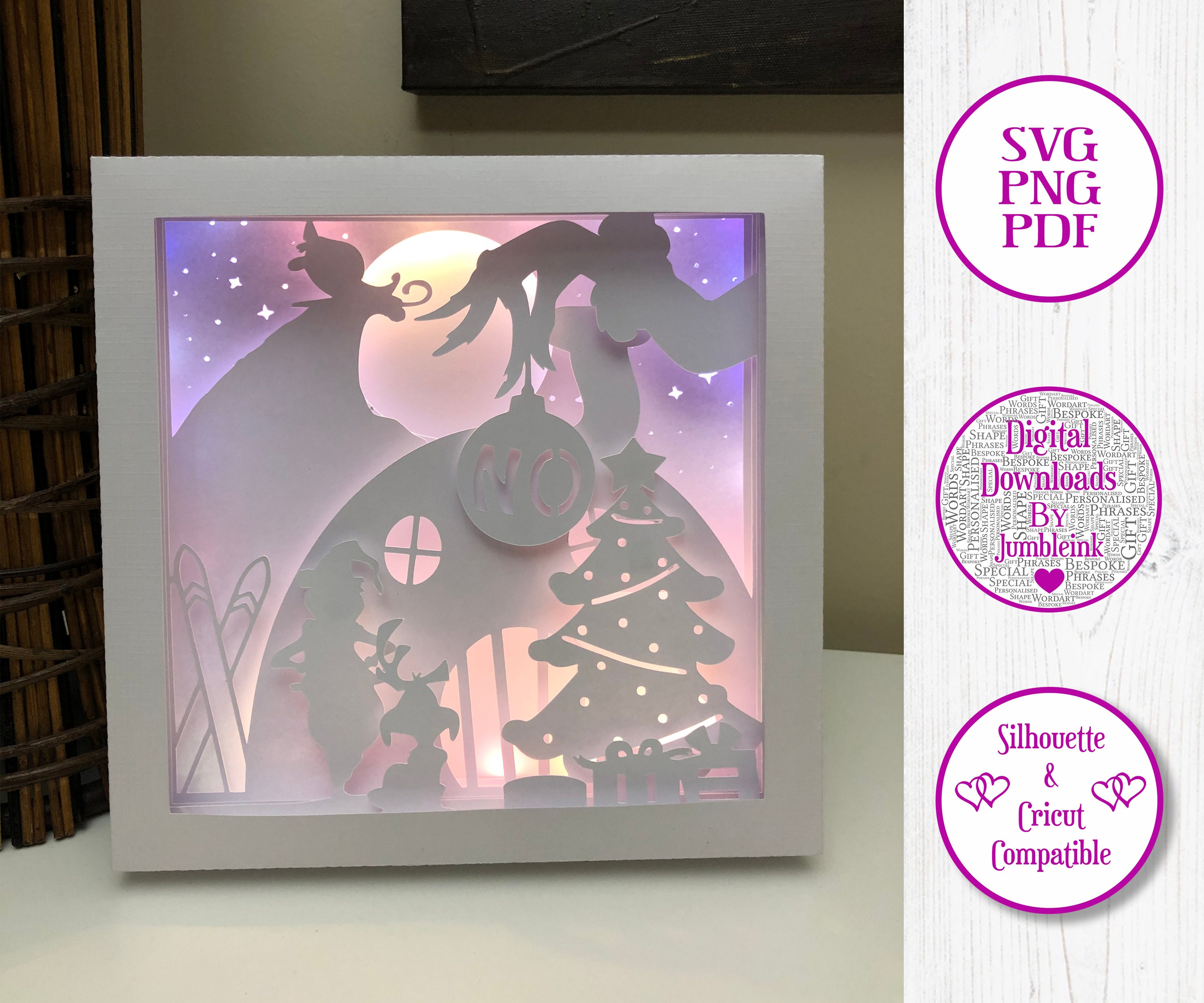 Download J492 The Grinch Steals Christmas Paper Cut Light Box Etsy