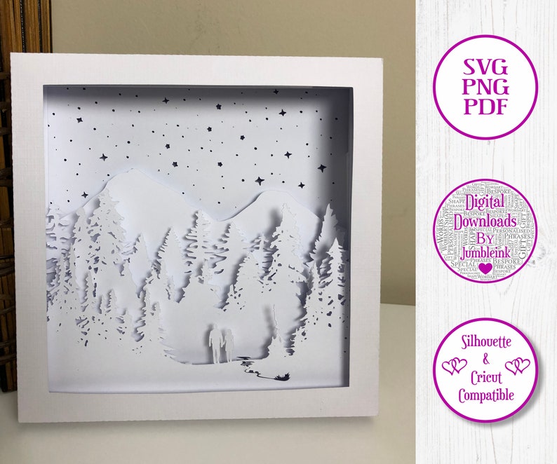 Download Couple Mountain Forest Walk 3D Paper Cut Template Light ...