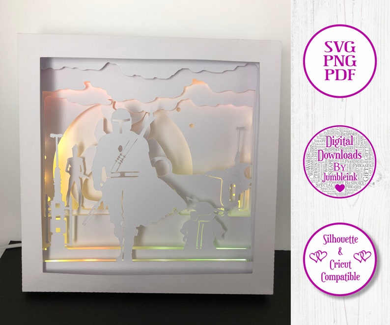 Download Star Wars Mandalorian 3D Paper Cut Template Light Box SVG ...