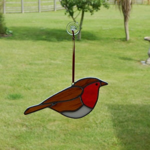 Stained Glass Suncatcher/Window Hanger Robin British Birds Ornament Gift/Home Decoration image 8