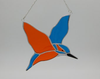 Stained Glass Flying Kingfisher British Birds Hanger/Suncatcher Gift/Home Decor/Ornament