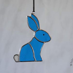 Stained Glass Bright Blue Rabbit/Bunny Hanger/Suncatcher Gift/Home Decor/Ornament