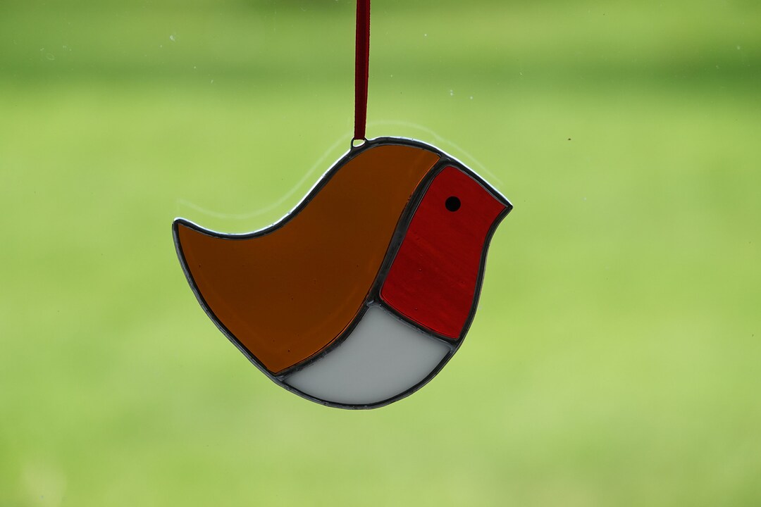 Stained Glass Suncatcher/window Hanger Simple Robin British Etsy