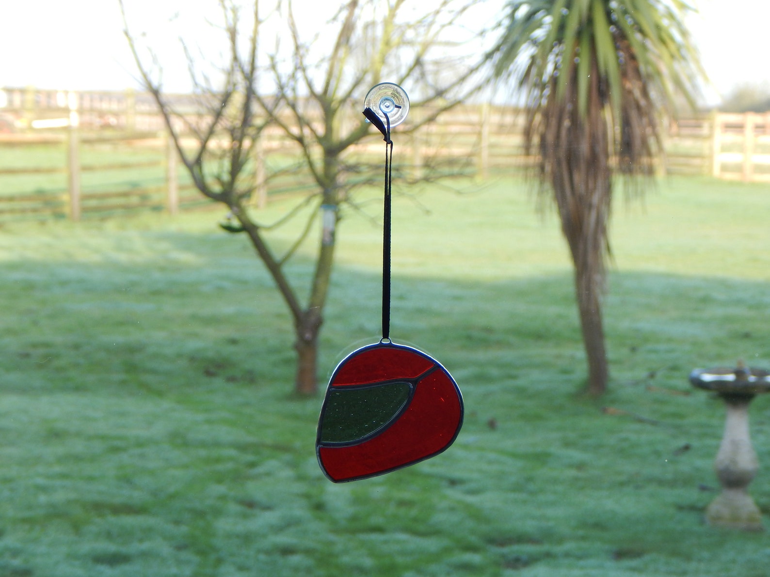 Stained Glass Suncatcher/window Hanger Red Motorbike/cycle Etsy