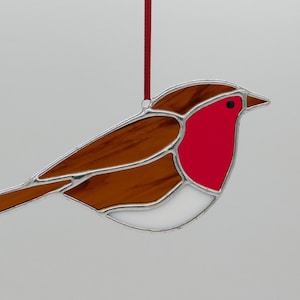 Stained Glass Suncatcher/Window Hanger Robin British Birds Ornament Gift/Home Decoration image 5