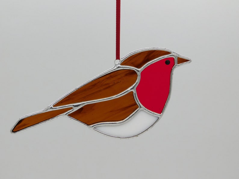 Stained Glass Suncatcher/Window Hanger Robin British Birds Ornament Gift/Home Decoration image 5