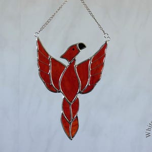 Stained Glass Suncatcher/Window Hanger Small Flying Phoenix Mythical Bird Ornament Gift/Home Decoration