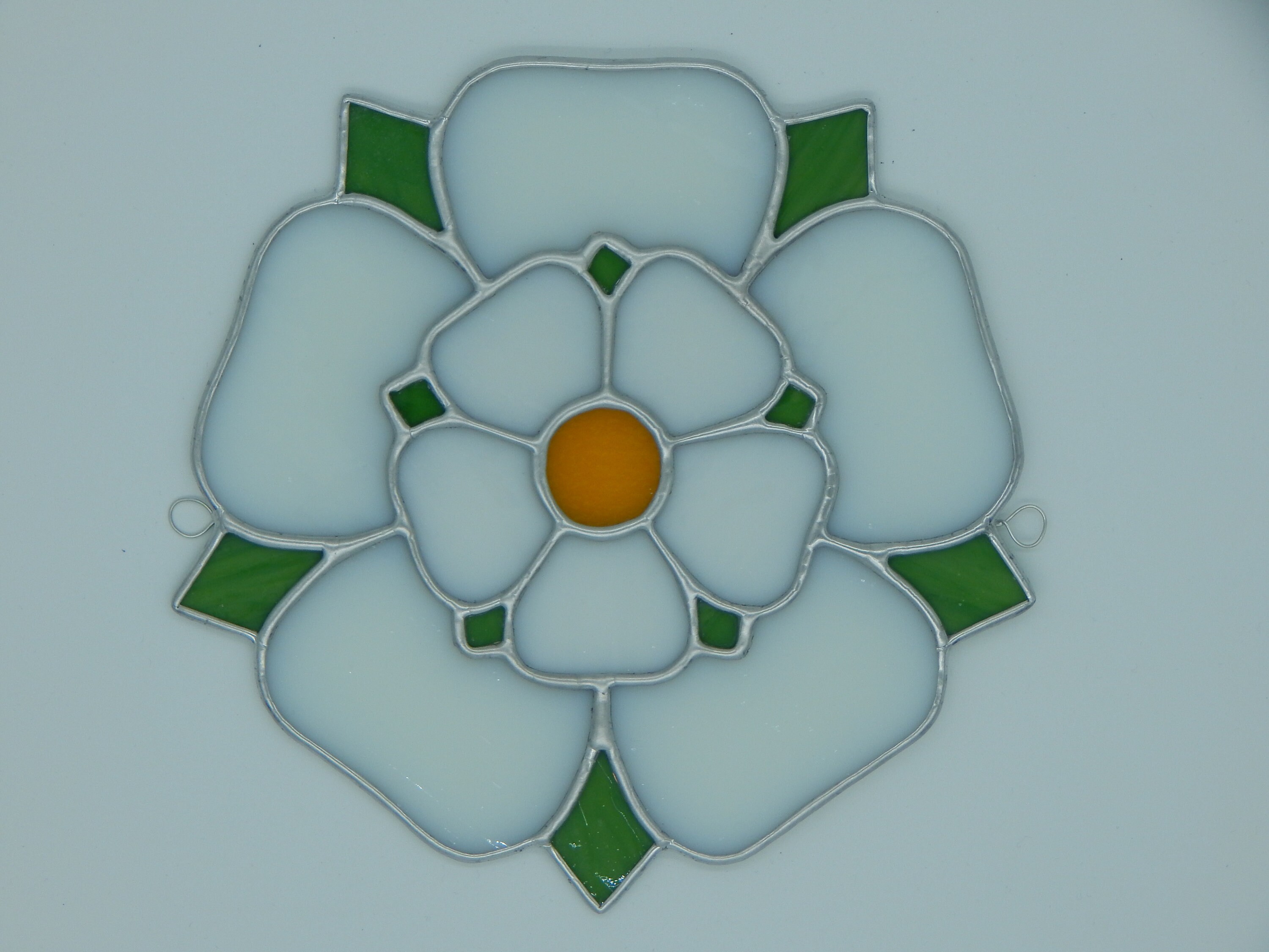 Stained Glass Yorkshire White Rose Wall Sign Suncatcher Gift Etsy