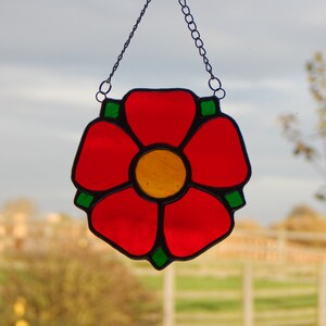 Yorkshire Rose Stained Glass Handmade Suncatcher Window Decoration Gift 