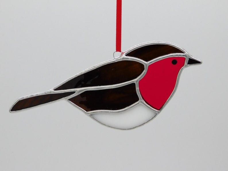 Stained Glass Suncatcher/Window Hanger Robin British Birds Ornament Gift/Home Decoration image 9