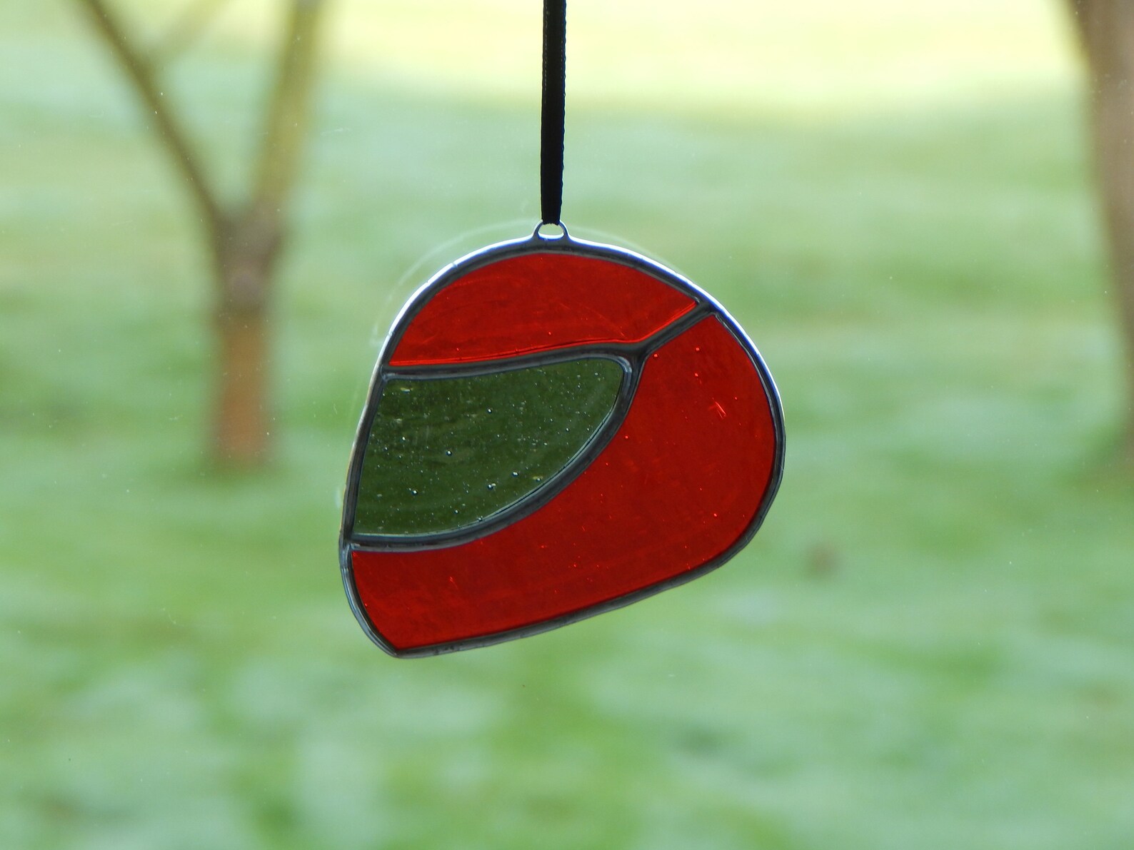 Stained Glass Suncatcher/window Hanger Red Motorbike/cycle Etsy