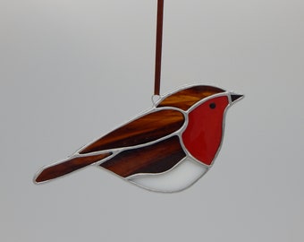 Stained Glass Suncatcher/Window Hanger Robin British Birds Ornament Gift/Home Decoration