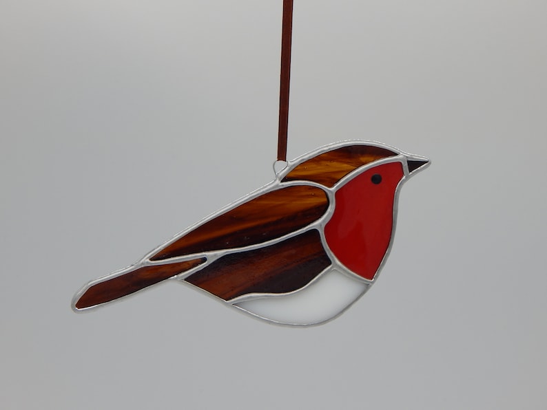 Stained Glass Suncatcher/Window Hanger Robin British Birds Ornament Gift/Home Decoration image 1