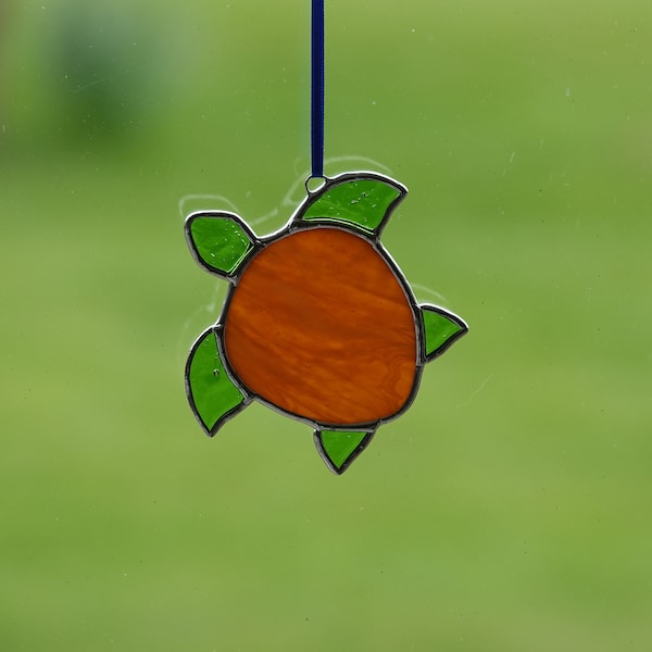 Stained Glass Swimming Sea Turtle Hanger/Suncatcher Gift/Home Decor/Ornament