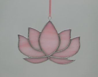 Stained Glass Pink Lily/Lotus Flower Hanger/Suncatcher Gift/Home Decor/Ornament