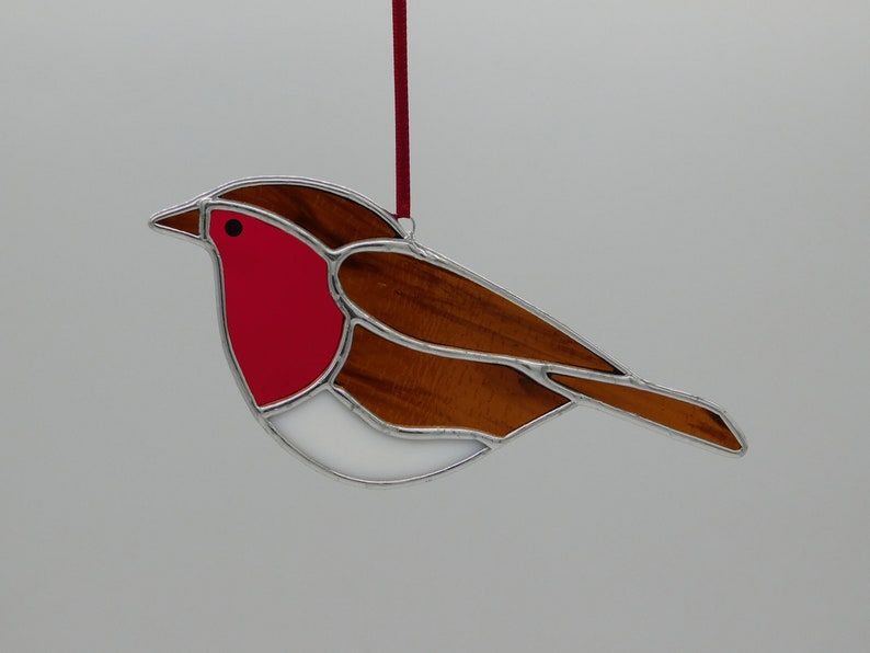 Stained Glass Suncatcher/Window Hanger Robin British Birds Ornament Gift/Home Decoration image 6