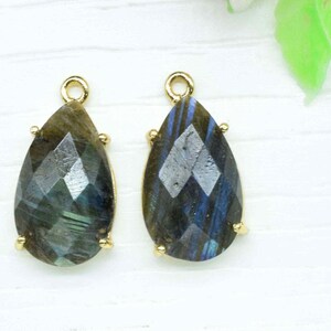 Labradorite Prong Setting Earring Connectors,Jewelry Making Supplies,Labradorite Charms Pendants,Brass Jewelry Findings,Labradorite Teardrop