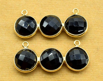 Black Onyx Attached Bezel Pendant,Gemstone Component,Double Bail Pendant,Black Onyx Earring,Charm Pendant,Jewelry Making Supply,Onyx Jewelry