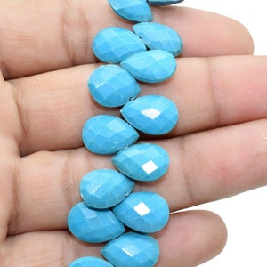 Blue Turquoise Teardrop 9x13mm Briolettes,Turquoise side drilled Briolette,Turquoise Handmade Briolette,Turquoise Teardop briolettes,jewel