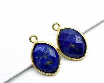 Lapis Lazuli 10x13mm eye shape single bail connectors,Lapis Lazuli pendant,Lapis Lazuli Gold Plated bezel,Hot Lapis Single loop Connector