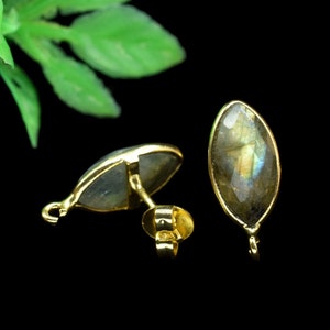 Labradorite Marquise Earring Connector,Gemstone Studs Connector,Craft Supplies,Jewelry Findings,Jewelry Making Connector,Labradorite Jewelry