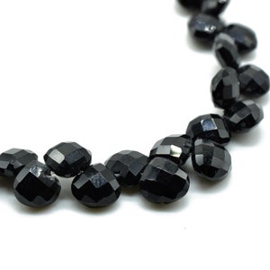 Black Onyx Heart shape 6mm Briolettes,Jewelry making supplies,craft supplies,Black Onyx faceted tiny briolette,beads strand,Black Onyx beads