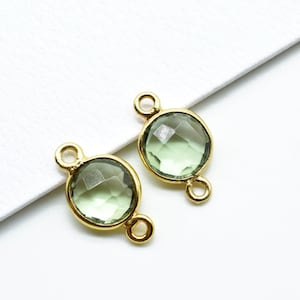 Grön ametist 8 mm dubbelöglekoppling, 8 mm guldpläterad bezellänk, ädelstenskopplingar, smyckestillverkningslänkar, mässingskopplingar, bazel