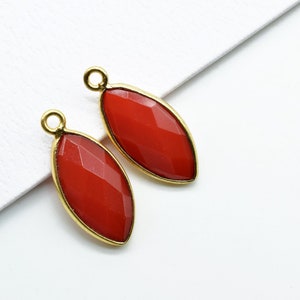 Carnelian 8x16mm marquise shape Single bail Connector,Bezel links Connectors,jewelry making Connectors,Orange color Single bail Connectors