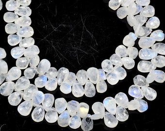 Gray Moonstone Faceted Pear Briolette Calibrated 7X15mm matched pair