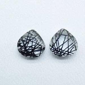 Black Rutile Faceted Heart Shape Briolettes,14mm Heart Shape Beads,Gemstone Briolettes,Black Rutile Faceted Beads,Rutile Heart Shape beads