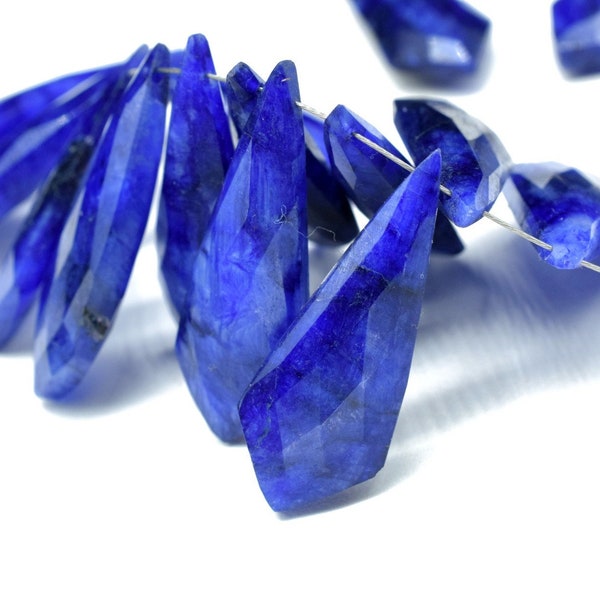 Blue Sapphire Faceted 12x27mm Fancy Shape Briolettes,Sapphire Tie shape Briolettes,Blue Sapphire Faceted Pear Beads,Blue Sapphire Briolettes