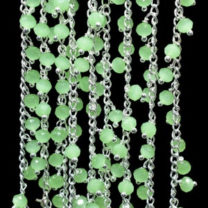 Prehnit Edelstein Rosenkranz Kette, Prehnit Cluster Rosenkranz, Draht gewickelt Rosenkranz Kette, Gemsatone Bulk Rosenkranz Rolle, Prehnit e facettierte Perlen Rosenkranz