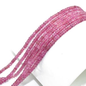Pink Sapphire faceted Beads,pink Rondelle beads,Sapphire beads,Precious gemstone beads,pink color beads,3 to 4 beads,jewelry making beads