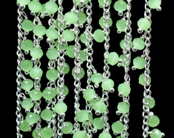 Prehnite Gemstone Rosary Chain,Prehnite Cluster Rosary,Wire Wrapped Rosary Chain,Gemsatone Bulk Rosary Roll,Prehnite Faceted Beads Rosary