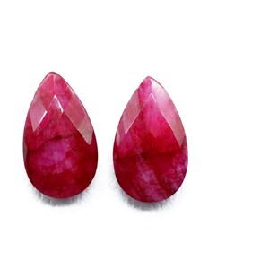 Dyed Natural Ruby Faceted Pear Shape briolettes,12x20mm Ruby Pear Beads,Ruby Teardrop Beads,Ruby briolettes,Precious Gemstone Beads,Gift