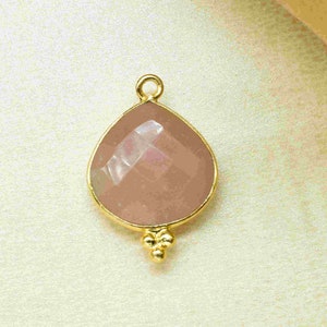 Peach Moonstone 14mm Heart Shape Bezel Connector,Moonstone Heart Shape Pendant,Gemstone Earring Connector,Connectors For Jewelry Making,Gift