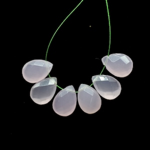 Pink Chalcedony Faceted Pear Shape Briolette Beads,7x10mm Long Pear,Long Gemstone - Faceted Pear Briolettes - Matched Pair,Drops Briolettes