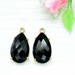 Black Onyx Prong Setting Earring Connector,Prong Setting Pendant,Black Gemstone Connector,Black Onyx Bezel Links,Black onyx jewelry,B&#39;Gifts