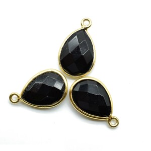 Black Onyx 10x14mm Pear shape charm,Checker Board cut Black Onyx Pendant,Black Onyx charms,Black Onyx Briolette,Black Onyx single bail charm