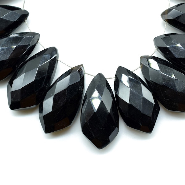 Black Onyx Faceted Pear Shape Briolette Beads,10x20mm Pear Shape beads,Tie Shape Briolettes,Black Onyx Briolettes,Fancy Shape Briolettes,