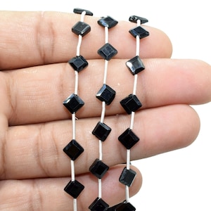 Black onyx Cushion Shape Briolettes, Black onyx Beads,Black onyx briolettes strand Jewelry making bead,AAA Quality 6mm cushion Briolette