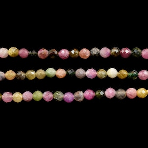 Multi Tourmaline Beaded Pendant,Beaded Tourmaline Bar Necklace,dainty beaded pendant,October Birthstone pendant,Tourmaline Jewelry,Mom&#39;Gift