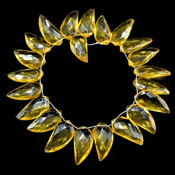 Perles à facettes en forme de corne de Citrine 10x20mm, bijoux de Citrine faisant des perles, Briolettes de Citrine, Briolettes de fantaisie, perles uniques de forme, perle de forme de corne