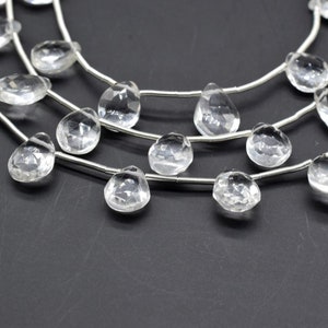 Crystal 7x10mm TearDrop Briolettes,Crystal Briolettes,Jewelry making beads,Craft beads,Crystal Pear shape Briolettes strand,Clear Quartz