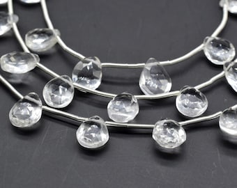 Rock Crystal Faceted Pear Shape Briolettes Loose Gemstone Jewelry Making
