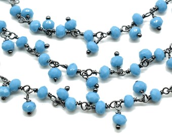 Turquoise Cluster Draht wickelte Rosenkranz Kette, facettierte Perlen baumelnde Cluster-Kette pro Fuß hohe Qualität verkauft, Armband, Boho Chic Armband
