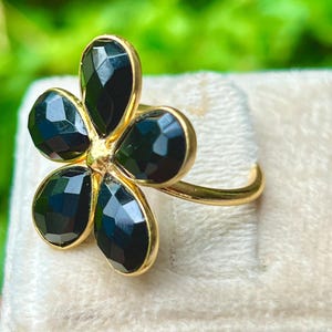 Gemstone Black Onyx Ring/Handmade Ring/Gold Plated Ring/Statement Ring/Wedding Ring/Adjustable Ring/Dainty Gemstone Ring/Delicate Ring/Gift